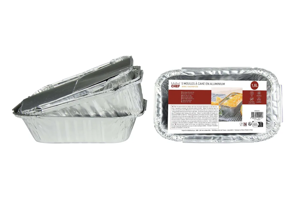 Cuisson|* 5 Barquettes Aluminium Moule A Cake 1.6L