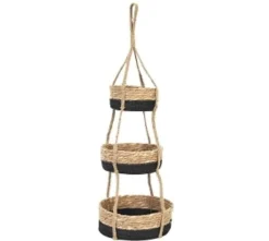 maxibazar 3 Paniers En Osier Suspendus 25X10 20X9 15X8- Vases Et Caches Pots