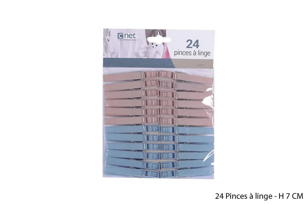 Soin Du Linge|* 24 Pinces A Linge Grege Et Bleu 7Cm