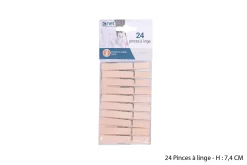 Soin Du Linge|* 24 Pinces Linge Bois 7.4Cm