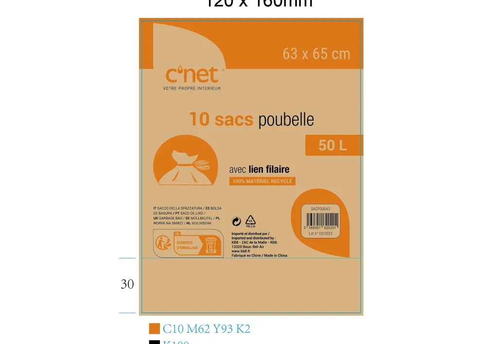Menage|* 10 Sacs Poubelle 50L Avec Liens