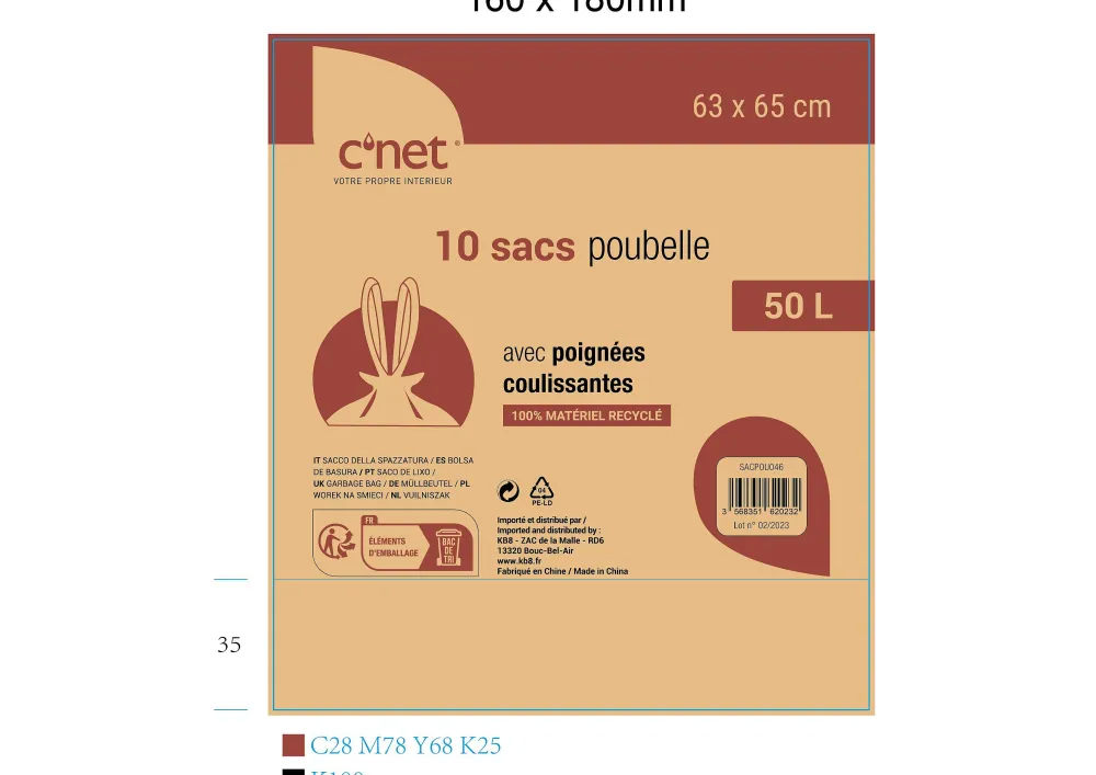 Menage|* 10 Sacs Poubelle 50L Avec Poignees