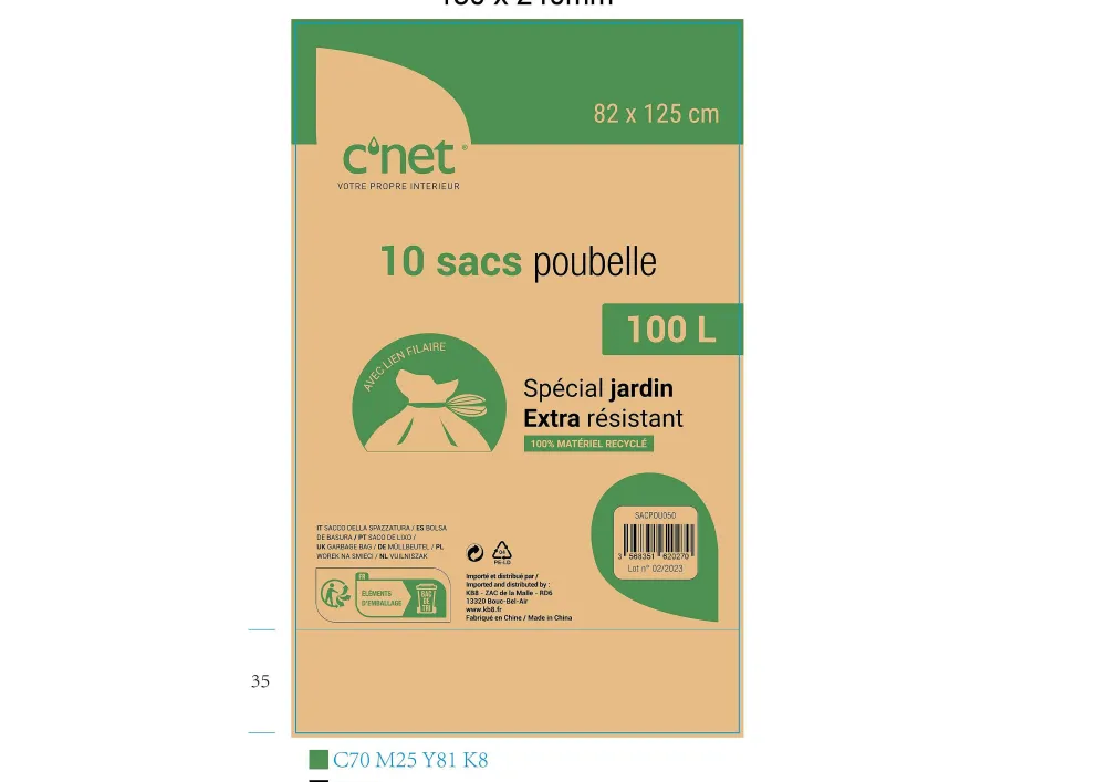 Menage|* 10 Sacs Poubelle 100L Jardin Avec Liens