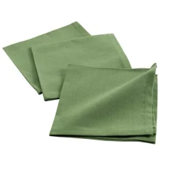 maxibazar 3 Serviettes De Table 40X40 Cm Coton Uni Initia Kaki- Serviettes De Table
