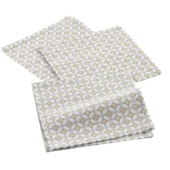 maxibazar 3 Serviettes De Table 40X40 Cm Coton Imprime Azelia- Serviettes De Table
