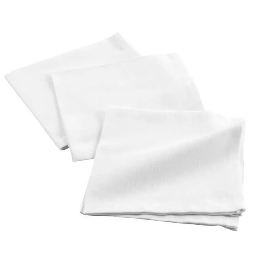 maxibazar 3 Serviettes De Table 40X40 Cm Coton Uni Initia Blanc- Serviettes De Table