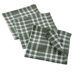 maxibazar 3 Serviettes De Table 45X45 Cm Coton Tisse Traditio Kaki- Serviettes De Table
