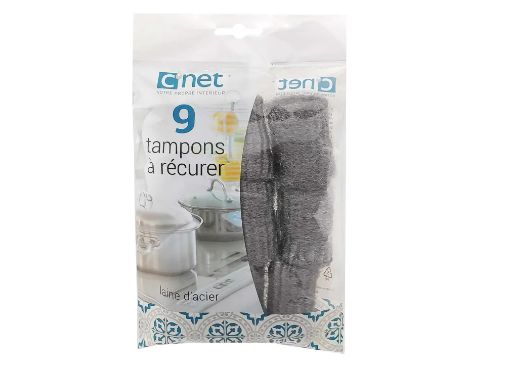 Menage|* 9 Tampons A Recurer Laine Acier