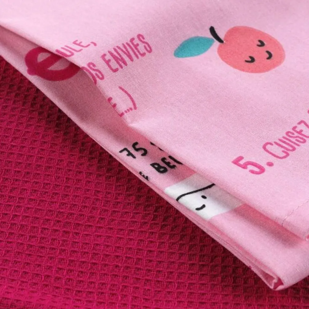 maxibazar 2 Torchons 50X70 Cm Coton Imp Uni Mini Fee Recette- Linge Office Enfant