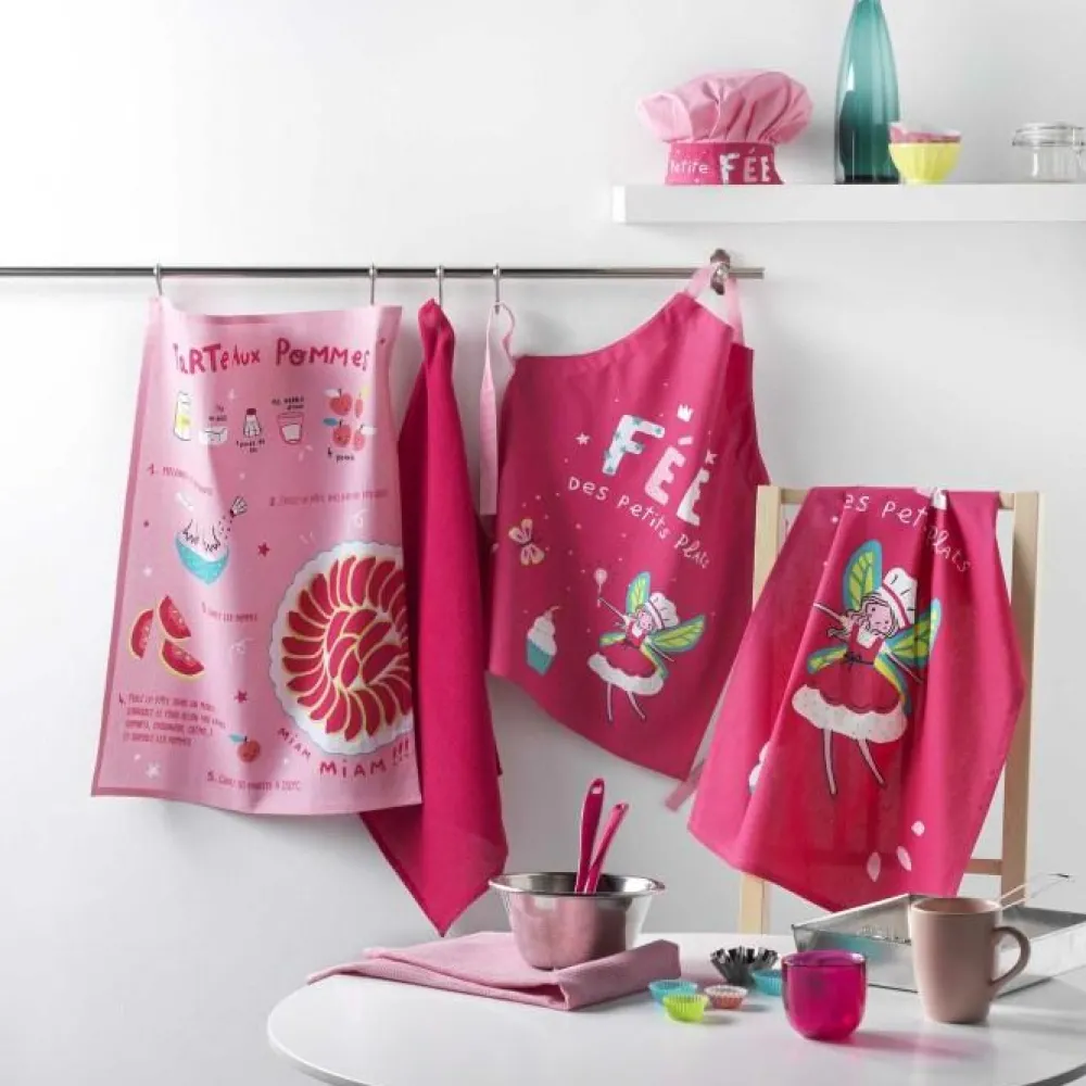 maxibazar 2 Torchons 50X70 Cm Coton Imp Uni Mini Fee Recette- Linge Office Enfant