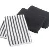 maxibazar 3 Torchons 40X40 Cm Microfibre Cuistot Noir 2 Unis 1 Raye- Torchons Et Essuie Mains