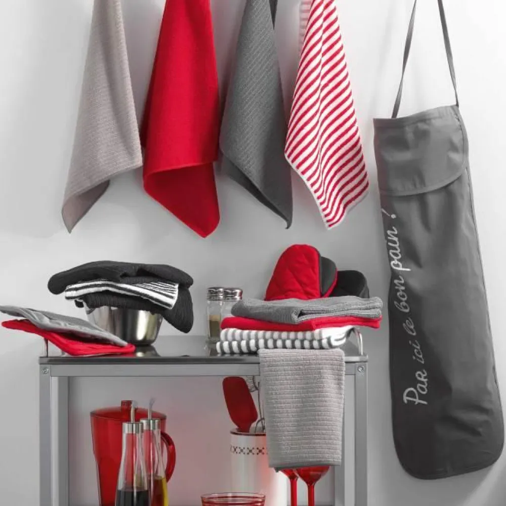 maxibazar 3 Torchons 40X40 Cm Microfibre Cuistot Noir 2 Unis 1 Raye- Torchons Et Essuie Mains