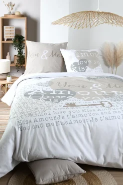 maxibazar Amour Housse Couette 240X220Cm Et 2 Taies 63X63Cm 57 Fils- Housses De Couette