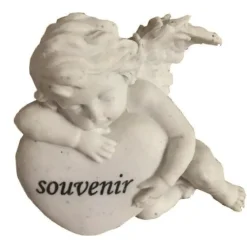 maxibazar Ange A Droite Sur Coeur Souvenir- Statues