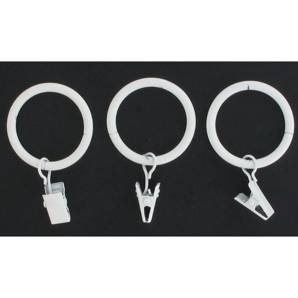 maxibazar Anneau A Pince D20 X8 Blanc Mat- Tringles A Rideaux Et Embouts