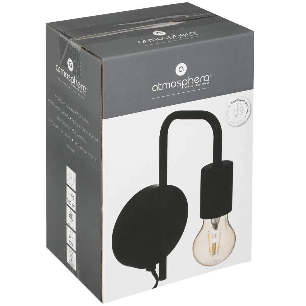 maxibazar Applique Metal Keli Noir D.12Cm- Appliques Murales