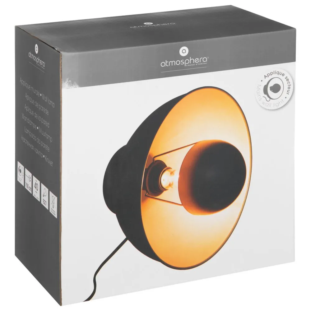 maxibazar Applique Metal Lahti Noir Dore D.29Cm- Appliques Murales