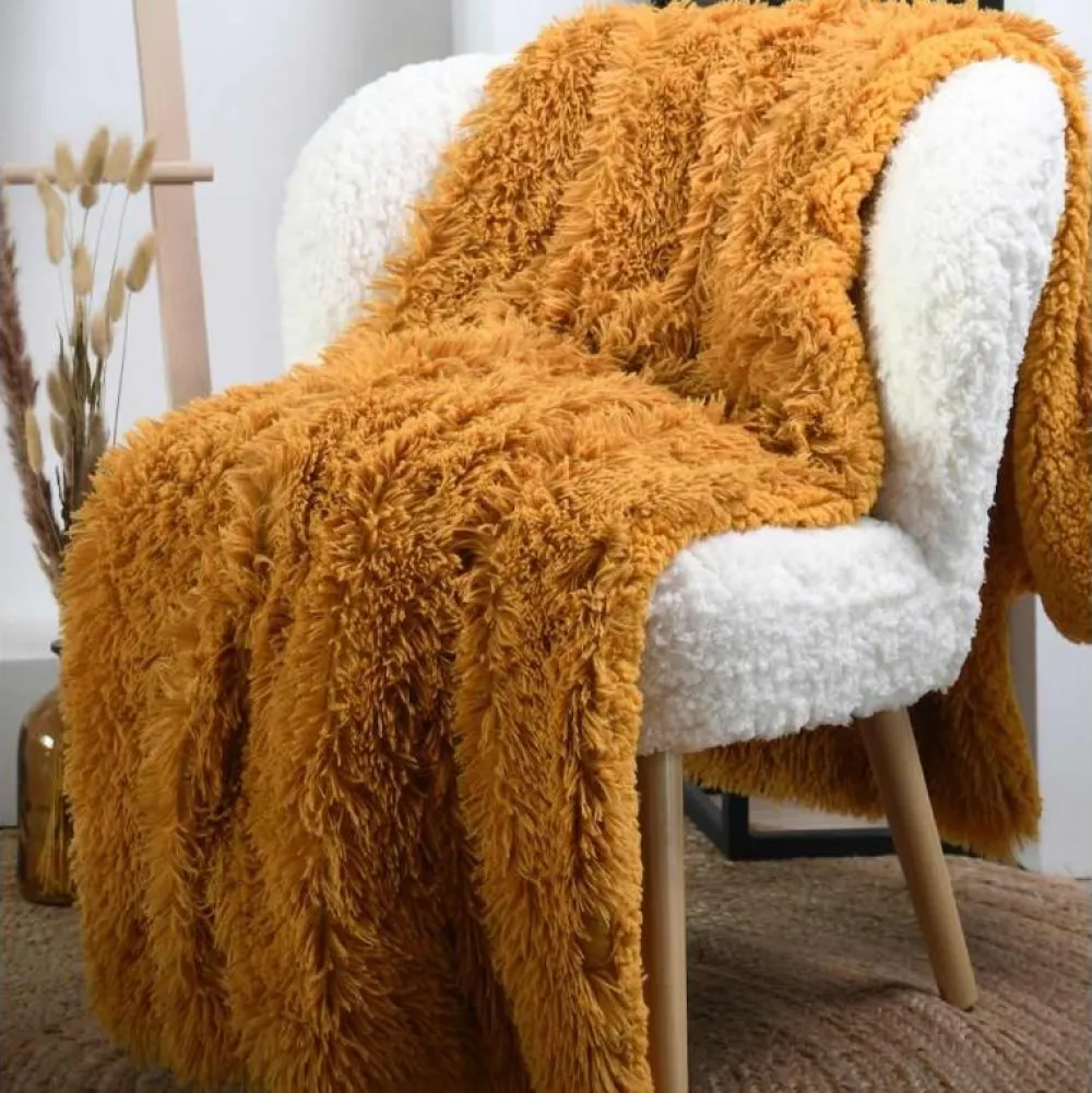 maxibazar Bekley Plaid 130X160Cm Moutarde- Plaids