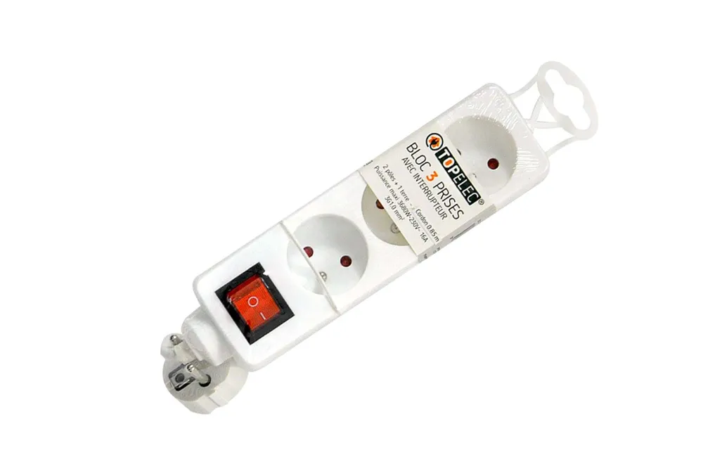 Prises Et Rallonges|* Bloc 3 Prises Et Interrupteur 16A