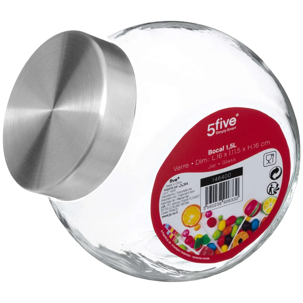 Pâtisserie|Five Bocal Bonbons Verre Inox 1.5L