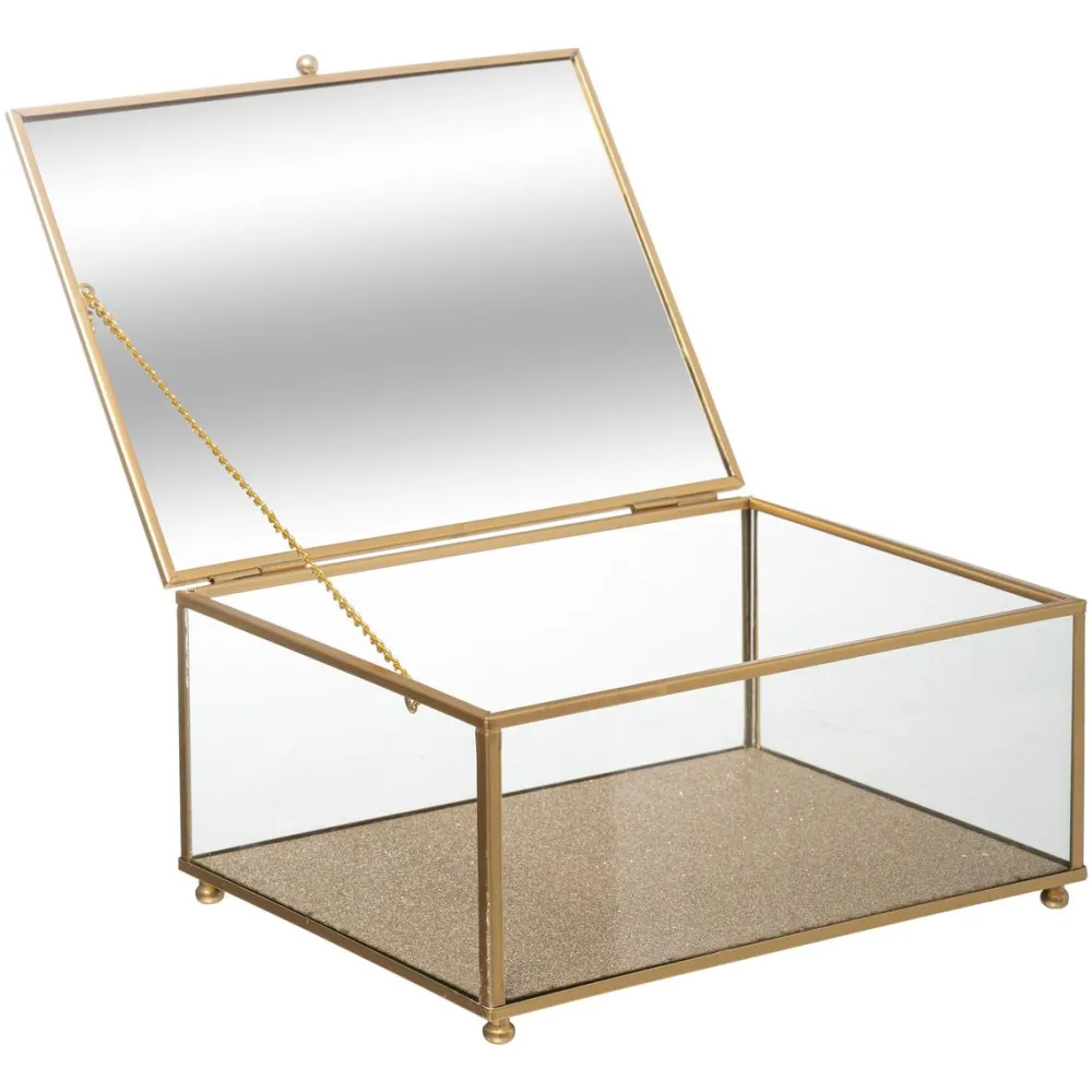 maxibazar Boite Bijoux Paillette Dore D.18X13X8Cm- Rangements A Bijoux