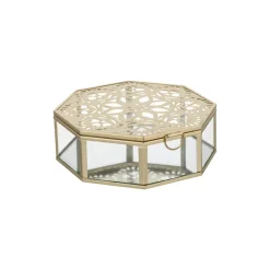 maxibazar Boite Bijoux Verre Night Dore- Objets De Decoration