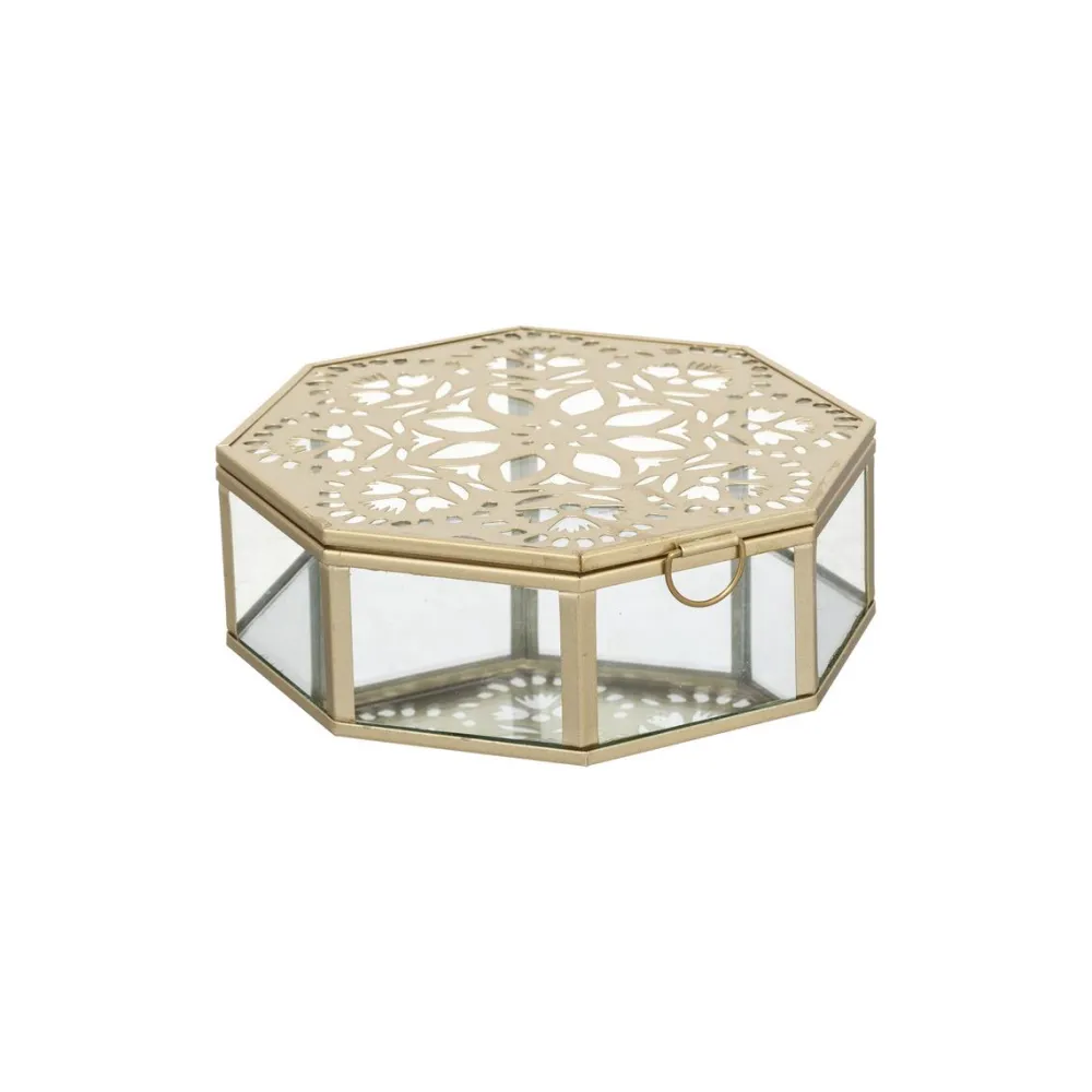 maxibazar Boite Bijoux Verre Night Dore- Objets De Decoration