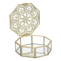 maxibazar Boite Bijoux Verre Night Dore- Objets De Decoration