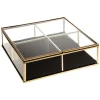Atmosphera Boite Bijoux Verre Velours Carre Gold- Rangements A Bijoux