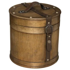 maxibazar Boite Bois Bruce Marron D.21X20.5Cm- Boites Deco