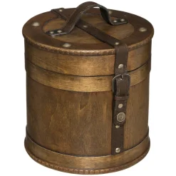 maxibazar Boite Bois Bruce Marron D.21X20.5Cm- Boites Deco