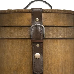 maxibazar Boite Bois Bruce Marron D.21X20.5Cm- Boites Deco