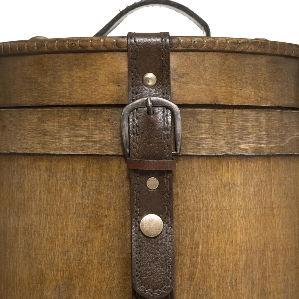 maxibazar Boite Bois Bruce Marron D.21X20.5Cm- Boites Deco