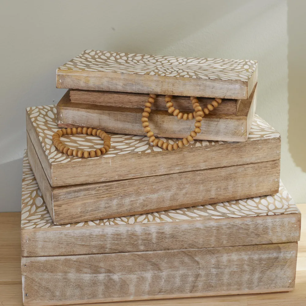 maxibazar Boite Bois Manguier Grand Modele- Objets De Decoration