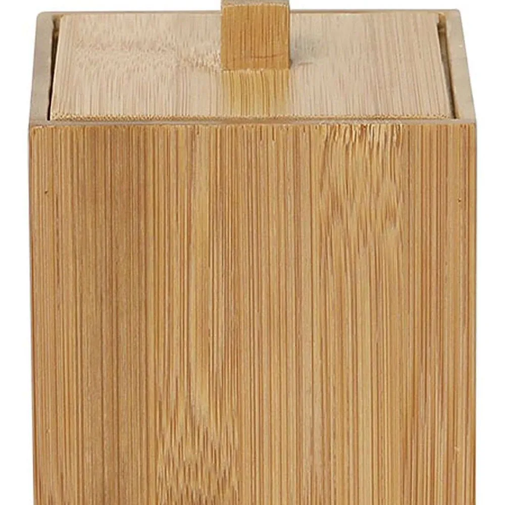 Accessoires De Salle De Bain|* Boîte A Coton En Bambou Bambou