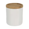 Accessoires De Salle De Bain|* Boîte A Coton Polyresine Couvercle Bambou Blanc Bambou