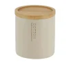 Accessoires De Salle De Bain|* Boîte A Coton Polyresine Couvercle Bambou Beige Bambou
