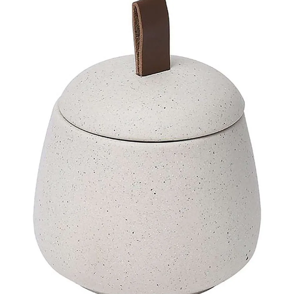 Accessoires De Salle De Bain|* Boîte A Cotons Mat Gres Naturel