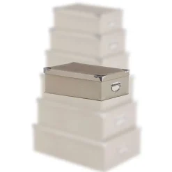 Boîte De Rangement|* Boîte Coins Metal Croco Gris Ou Taupe 48X33.5X16Cm