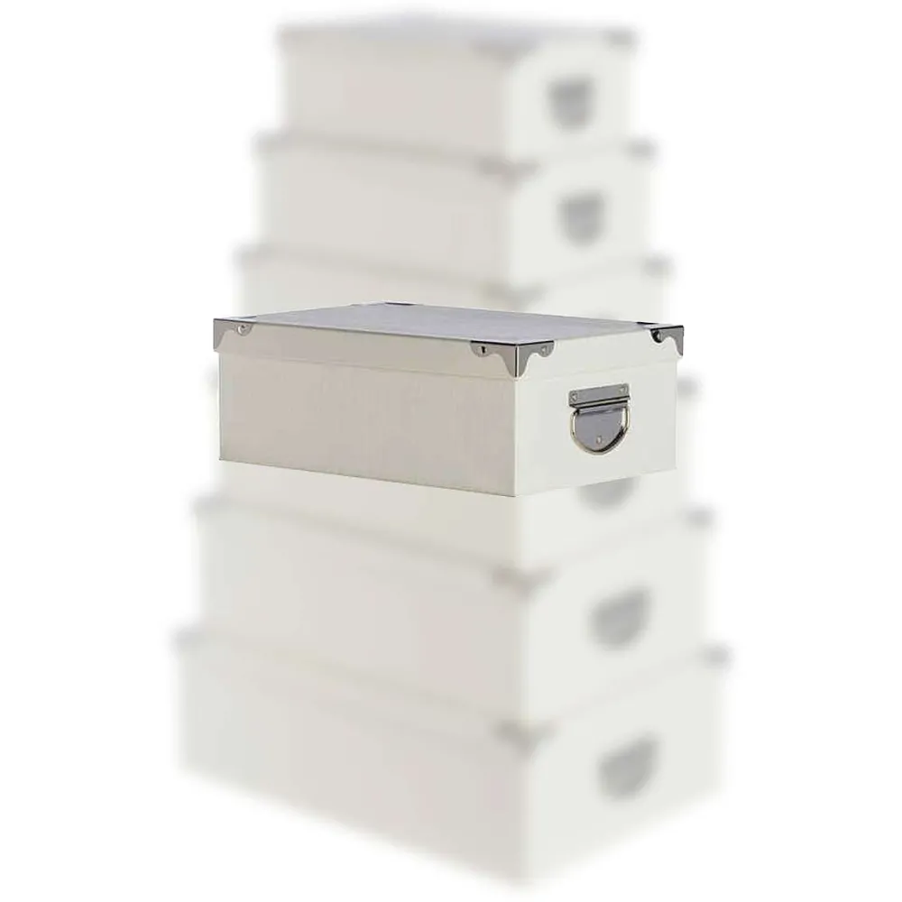 Boîte De Rangement|* Boîte Coins Metal Croco Ivoire 44X31X15Cm