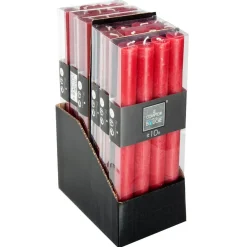 Atmosphera Bougie Baton X4 Rustic Rouge H.24.5Cm- Bougies Non Parfumees Rustiques
