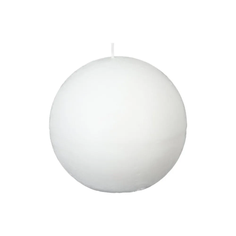 Atmosphera Bougie Boule Rustic Blanc D.10Cm- Bougies Non Parfumees Rustiques