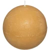 Atmosphera Bougie Boule Rustic Jaune D.10Cm- Bougies Non Parfumees Rustiques