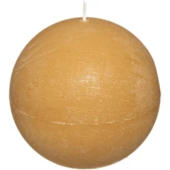 Atmosphera Bougie Boule Rustic Jaune D.10Cm- Bougies Non Parfumees Rustiques