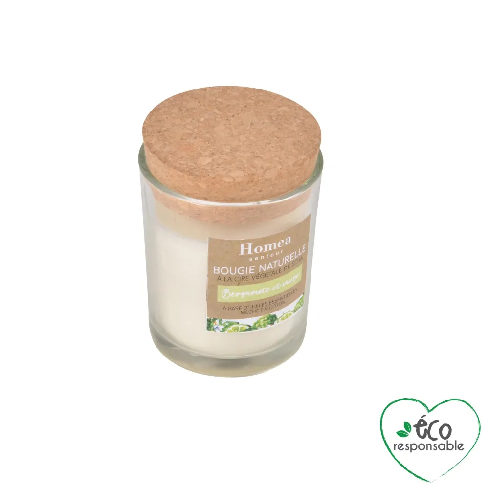 maxibazar Bougie Eco D.7X8Cm Bergamotte Et Sauge- Bougies Et Diffuseurs Deco
