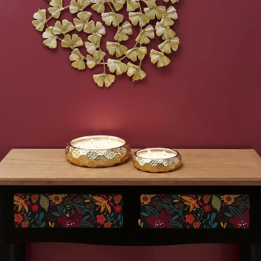 maxibazar Bougie Parfumee Ceramique Or Du Temps 7 Meches- Bougies, Senteurs Et Accessoires