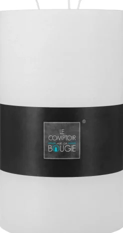 Atmosphera Bougie Ronde Rustic Blanc 14X23Cm- Bougies Non Parfumees Rustiques