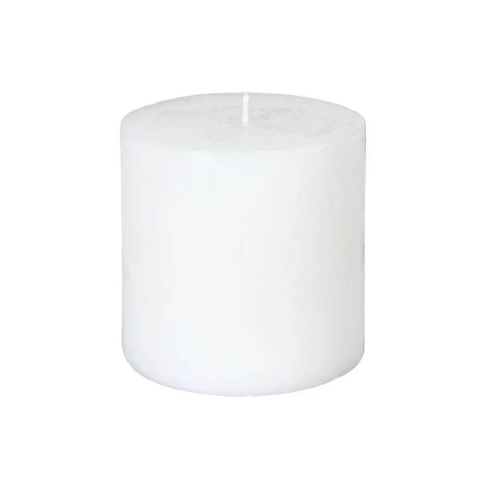 Atmosphera Bougie Ronde Rustic Blanc 10X10Cm- Bougies Non Parfumees Rustiques