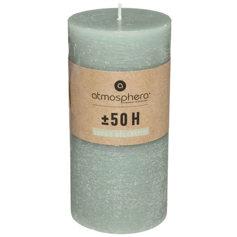 Atmosphera Bougie Ronde Rustic Eucalyptus 6.8X14Cm- Bougies Non Parfumees Rustiques