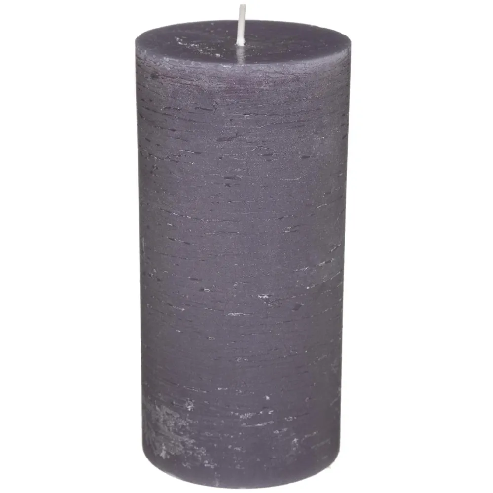 Atmosphera Bougie Ronde Rustic Gris 7X14Cm- Bougies Non Parfumees Rustiques